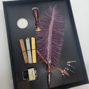 "Antique" Feather Pen Caligraphy, Wax Seal Set.